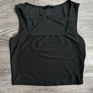 SHEIN Classic Black Square Neck Crop Top
